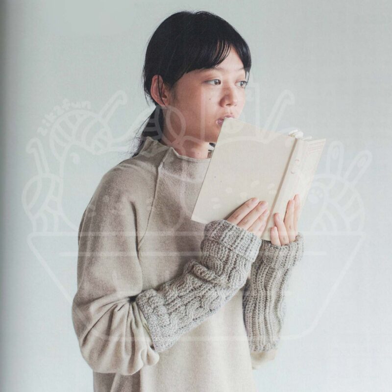 麻花紋露指長袖手套材料包 #GL0912